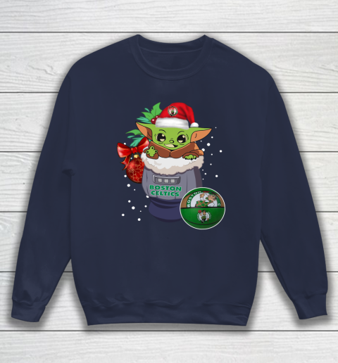 Boston Celtics Christmas Baby Yoda Star Wars Funny Happy NBA Sweatshirt 3