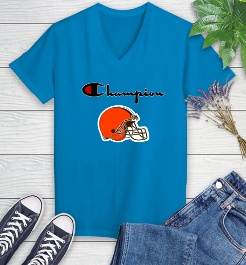 NFL Football Cleveland Browns Champion Shirt Women's V-Neck T-Shirt 5