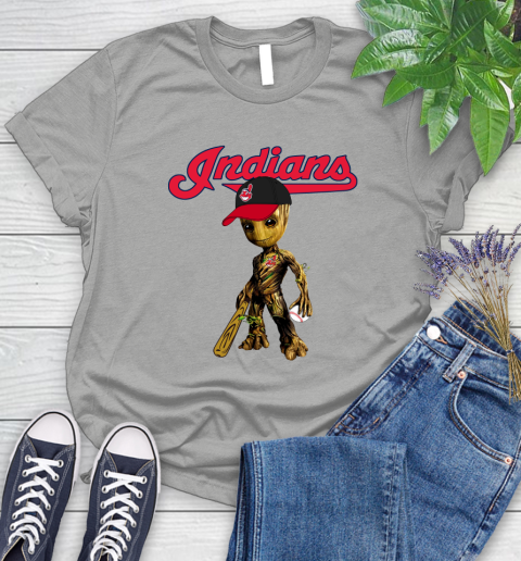 MLB Cleveland Indians Groot Guardians Of The Galaxy Baseball Women's T-Shirt 10