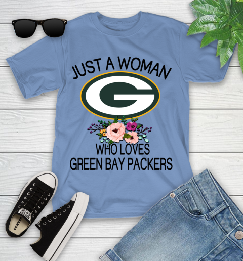 NFL Just A Woman Who Loves Green Bay Packers Football Sports Youth T-Shirt 9