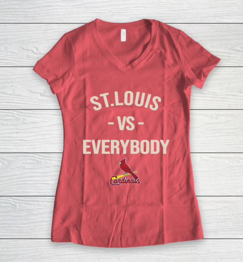 St.Louis Cardinals Vs Everybody Women's V-Neck T-Shirt 4