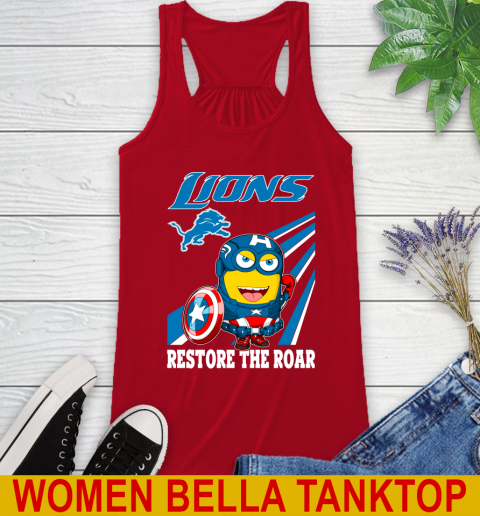 NFL Football Detroit Lions Captain America Marvel Avengers Minion Shirt Racerback Tank 4