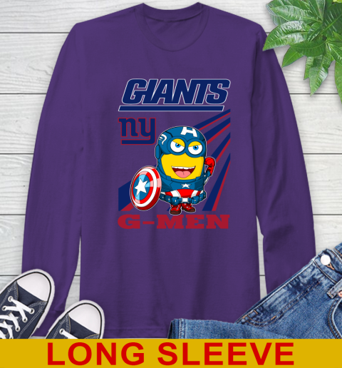 NFL Football New York Giants Captain America Marvel Avengers Minion Shirt Long Sleeve T-Shirt 5