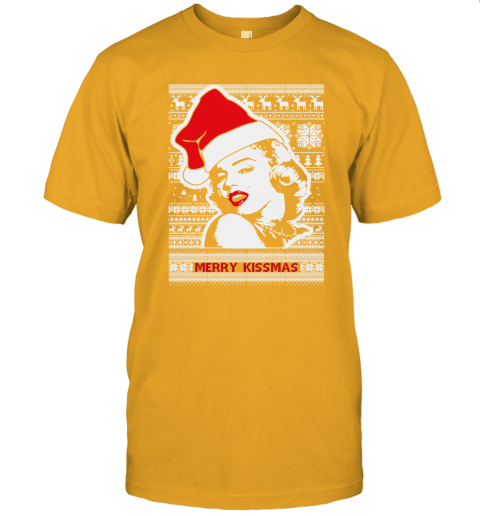 Merry Kissmas Ugly Christmas Slouchy Off Shoulder Oversized Unisex Jersey Tee