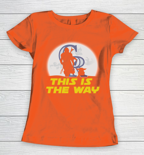 Colorado Rockies MLB Baseball Star Wars Yoda And Mandalorian This Is The Way Women's T-Shirt 3