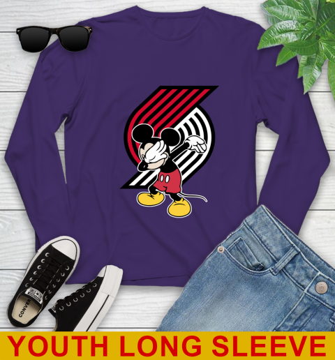 Portland Trail Blazers NBA Basketball Dabbing Mickey Disney Sports Youth Long Sleeve 5