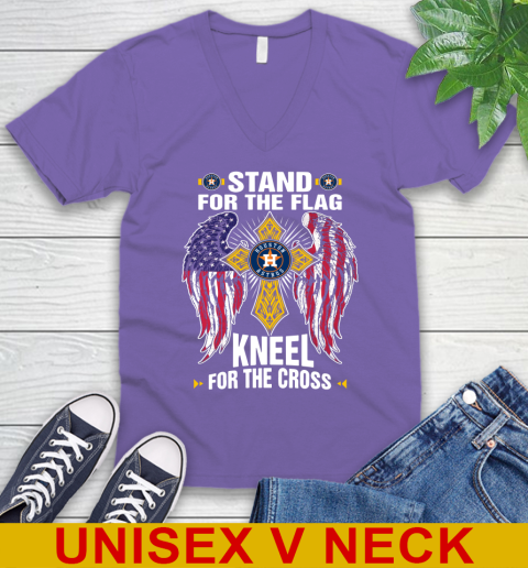 MLB Baseball Houston Astros Stand For Flag Kneel For The Cross Shirt V-Neck T-Shirt 8