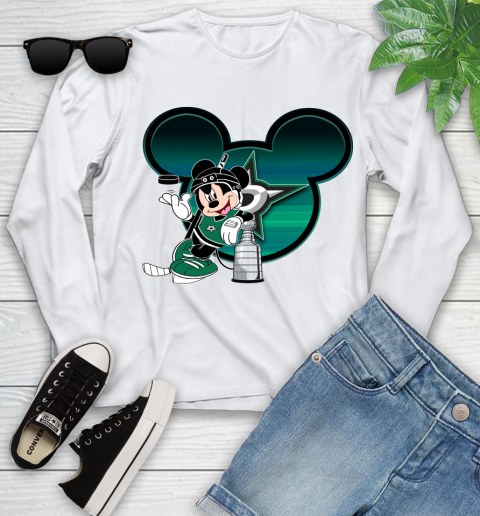 NHL Dallas Stars Stanley Cup Mickey Mouse Disney Hockey T Shirt Youth Long Sleeve