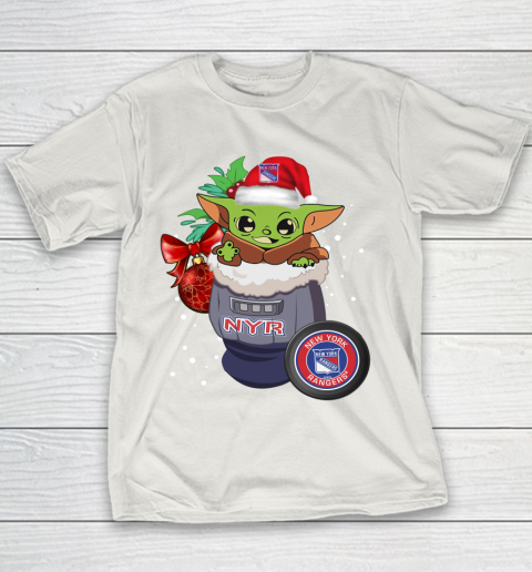 New York Rangers Christmas Baby Yoda Star Wars Funny Happy NHL Youth T-Shirt 11