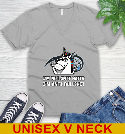 Orlando Magic NBA Basketball Unicorn I'm Not Anti Hater I'm Anti Bullshit V-Neck T-Shirt 4