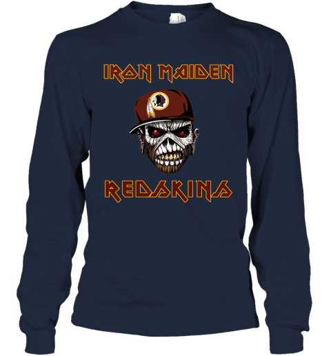 NFL Washington Redskins Iron Maiden Rock Band Music Football Sports rQR5SopAJ5n long sleeve tee 14 95 151514 front navy