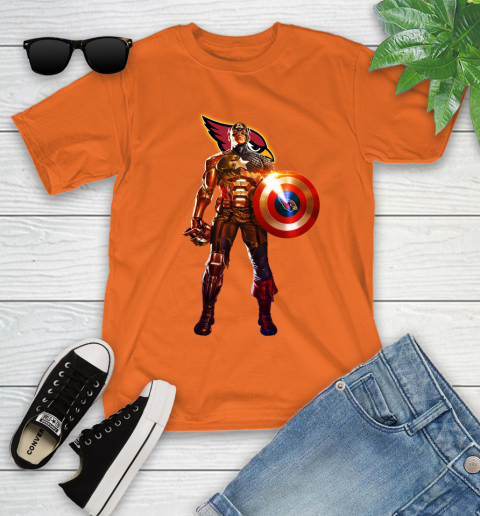 NFL Captain America Marvel Avengers Endgame Football Sports Arizona Cardinals Youth T-Shirt 7