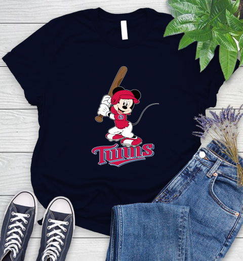 MLB Baseball Minnesota Twins Cheerful Mickey Mouse Shirt Women's T-Shirt 3