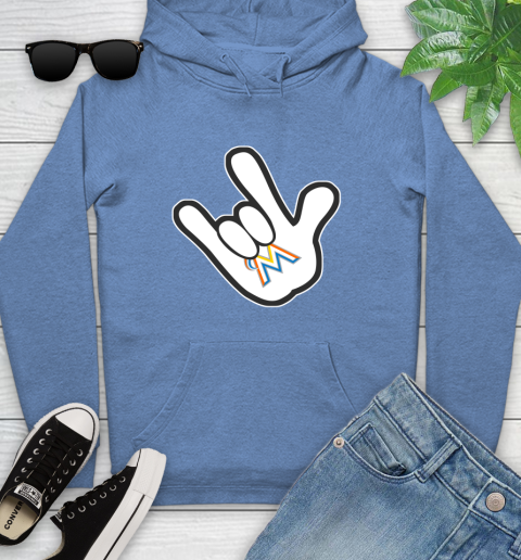 Miami Marlins MLB Baseball Mickey Rock Hand Disney Youth Hoodie 12