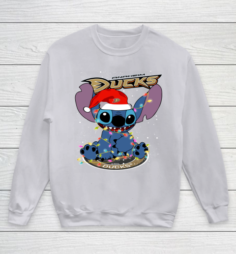 Anaheim Ducks NHL Hockey noel stitch Christmas Youth Sweatshirt 2