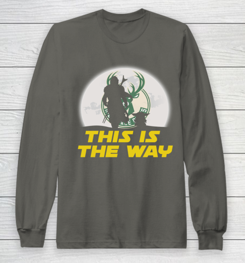 Milwaukee Bucks NBA Basketball Star Wars Yoda And Mandalorian This Is The Way Long Sleeve T-Shirt 5