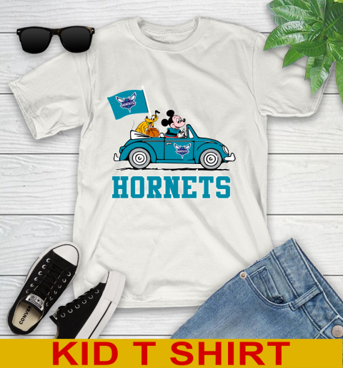 NBA Basketball Charlotte Hornets Pluto Mickey Driving Disney Shirt Youth T-Shirt