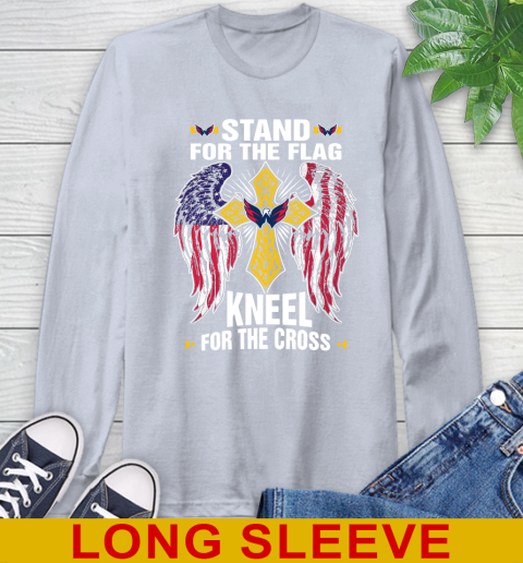 NHL Hockey Washington Capitals Stand For Flag Kneel For The Cross Shirt Long Sleeve T-Shirt 6