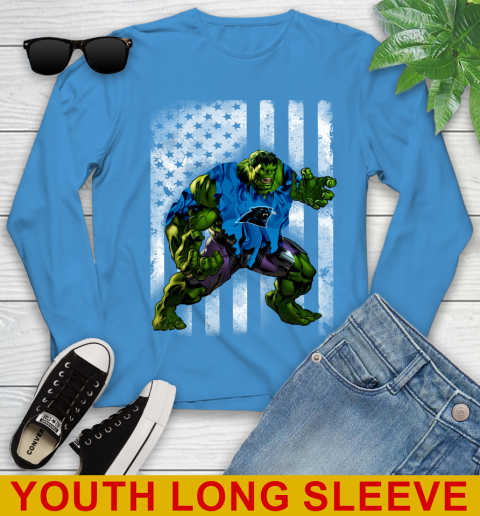 Carolina Panthers Hulk Marvel Avengers NFL Football American Flag Youth Long Sleeve 8