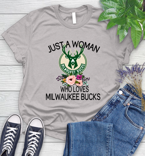 NBA Just A Woman Who Loves Milwaukee Bucks Basketball Sports Women's T-Shirt 10