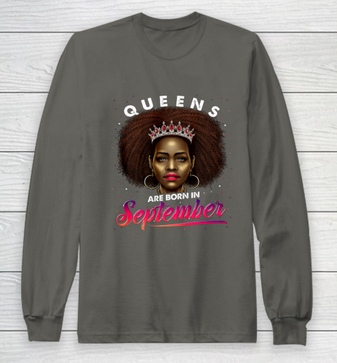 Queens Born September Shirt Black Girl Virgo Libra Birthday Long Sleeve T-Shirt 5