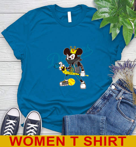 Los Angeles Dodgers MLB Baseball Mickey Peace Sign Sports Women's T-Shirt 7