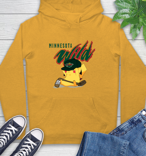 NHL Pikachu Hockey Sports Minnesota Wild Hoodie 3