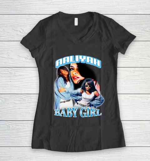 Aaliyah T Shirt Baby Girl Women's V-Neck T-Shirt 6