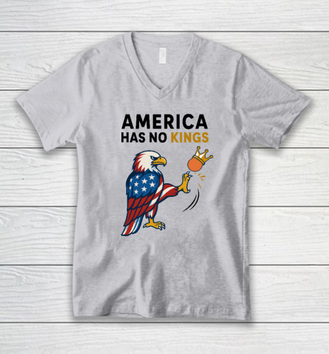America Has No Kings Eagle Kick Orange Anti Trump V-Neck T-Shirt 2