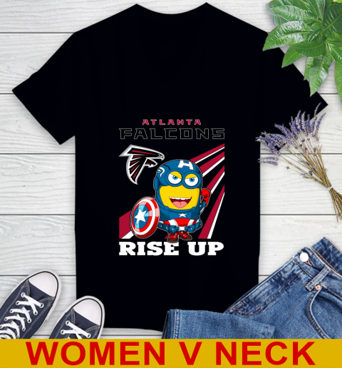 NFL Football Atlanta Falcons Captain America Marvel Avengers Minion Shirt Women's V-Neck T-Shirt