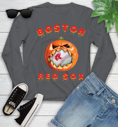 MLB Boston Red Sox Halloween Pumpkin Baseball Sports Youth Long Sleeve 8