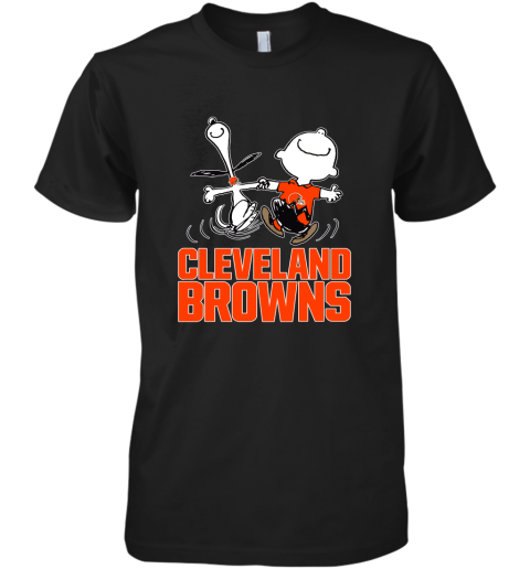 Snoopy And Charlie Brown Happy Cleveland Browns Fans Premium Men's T-Shirt