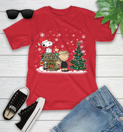 NFL New Orleans Saints Snoopy Charlie Brown Christmas Football Super Bowl Sports Youth T-Shirt 13