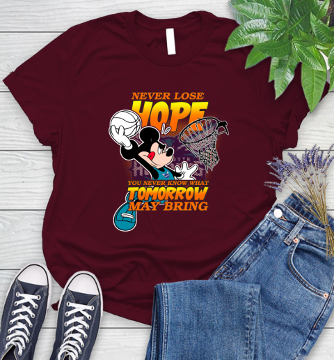 Charlotte Hornets NBA Basketball Mickey Disney Never Lose Hope Women's T-Shirt 7
