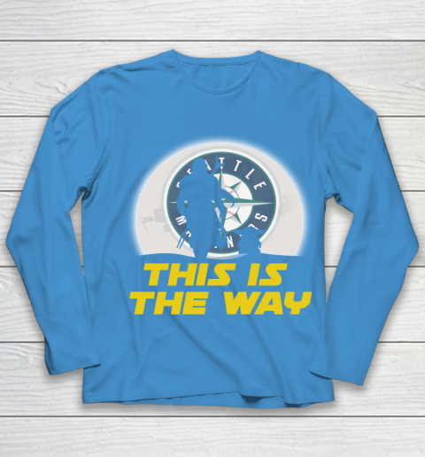 Seattle Mariners MLB Baseball Star Wars Yoda And Mandalorian This Is The Way Youth Long Sleeve 5
