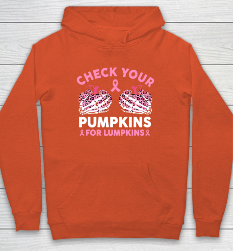 Check Your Pumpkins Breast Cancer Awareness Halloween Hoodie