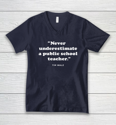 Never Underestimate a Public School Teacher  KAM47A 4 USA V-Neck T-Shirt 2