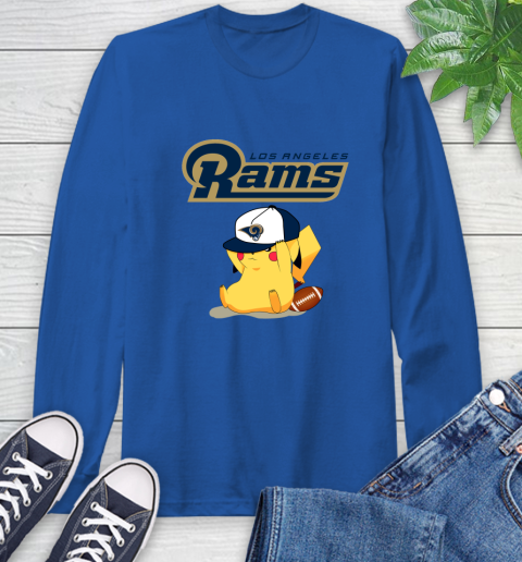 NFL Pikachu Football Sports Los Angeles Rams Long Sleeve T-Shirt 9