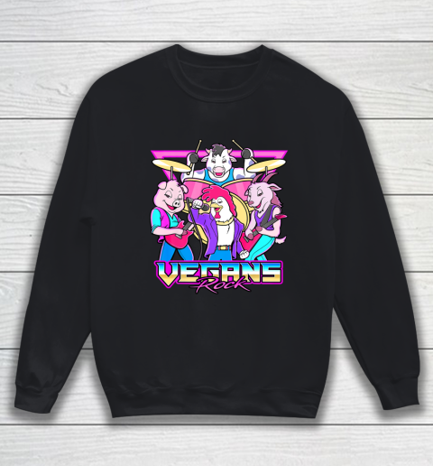Vegans Rock Funny Vegan Cute Animal Band Retro 80s Gift Sweatshirt