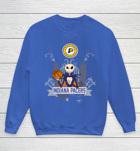 NBA Indiana Pacers Basketball Jack Skellington Halloween Youth Sweatshirt 6
