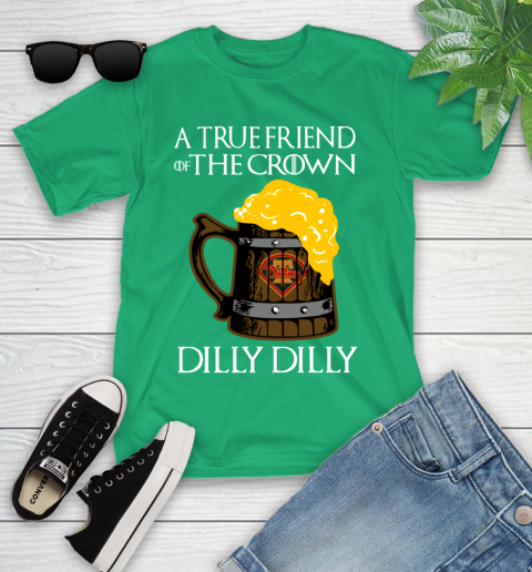 MLB Philadelphia Phillies A True Friend Of The Crown Game Of Thrones Beer Dilly Dilly Baseball Youth T-Shirt 8