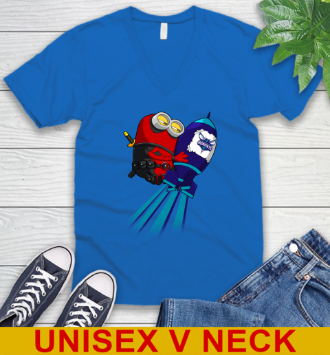NBA Basketball Charlotte Hornets Deadpool Minion Marvel Shirt V-Neck T-Shirt 5