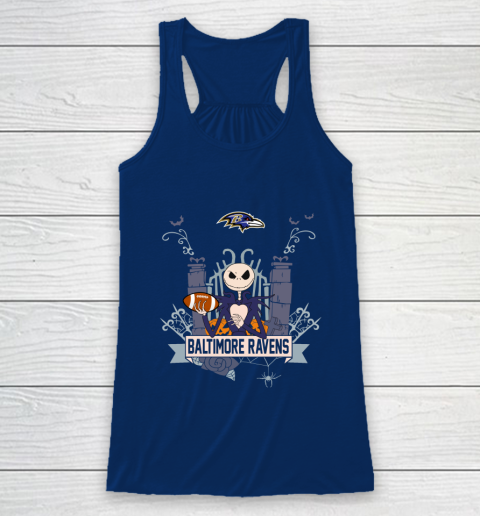NFL Baltimore Ravens Football Jack Skellington Halloween Racerback Tank 6