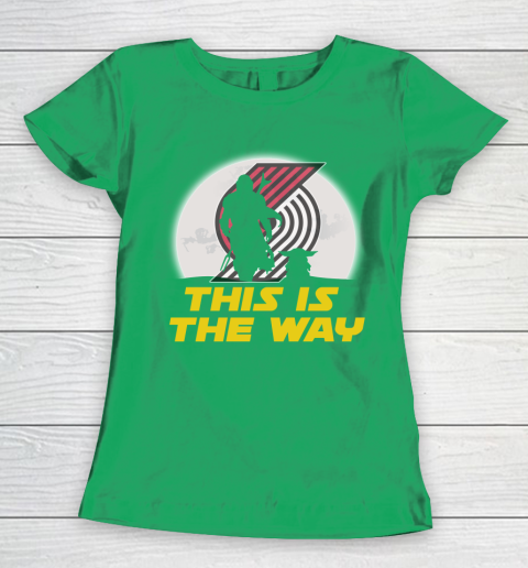Portland Trail Blazers NBA Basketball Star Wars Yoda And Mandalorian This Is The Way Women's T-Shirt 5