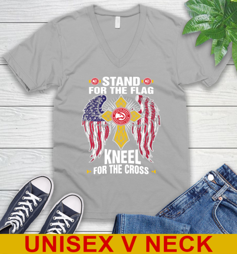 NBA Basketball Atlanta Hawks Stand For Flag Kneel For The Cross Shirt V-Neck T-Shirt 3
