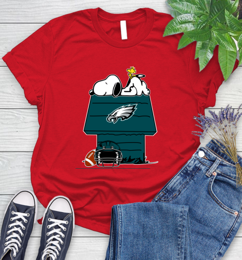 Philadelphia Eagles NFL Football Snoopy Woodstock The Peanuts Movie Women's T-Shirt 9