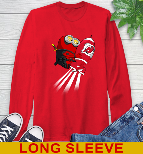 NHL Hockey New Jersey Devils Deadpool Minion Marvel Shirt Long Sleeve T-Shirt 12