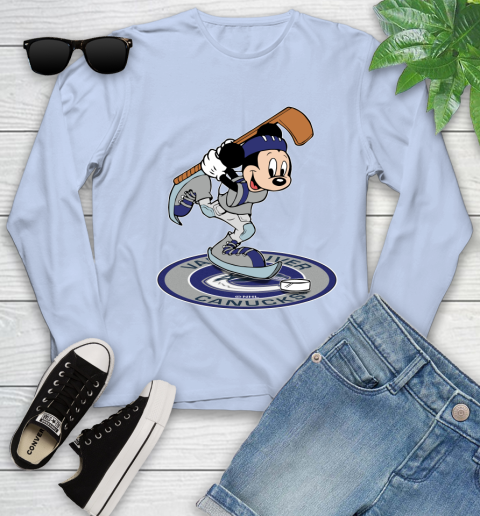 NHL Hockey Vancouver Canucks Cheerful Mickey Disney Shirt Youth Long Sleeve 9