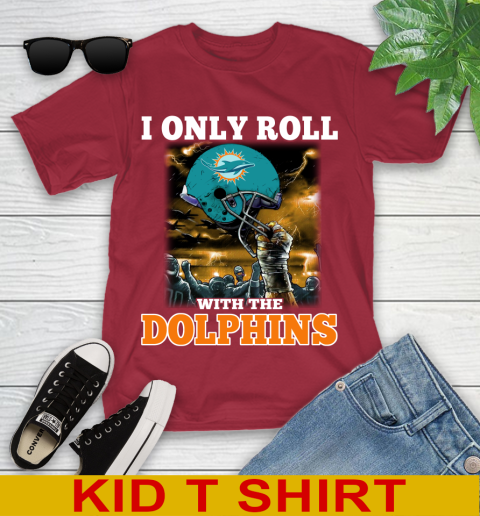 Miami Dolphins NFL Football I Only Roll With My Team Sports Youth T-Shirt 12