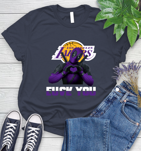 NBA Los Angeles Lakers Deadpool Love You Fuck You Basketball Women's T-Shirt 14